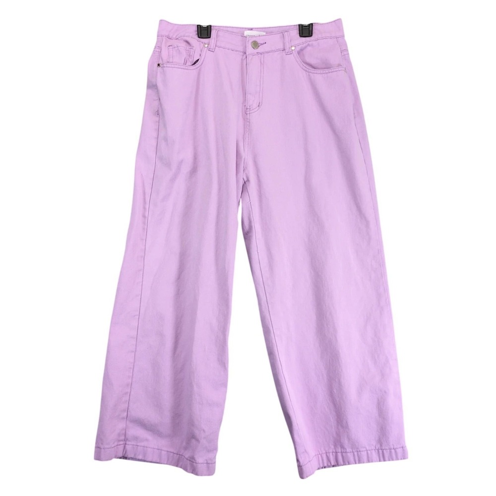 STNDRD Denim Purple Wide Leg Cropped Jeans Women's 14 High Rise‎ Stretch 31x26"